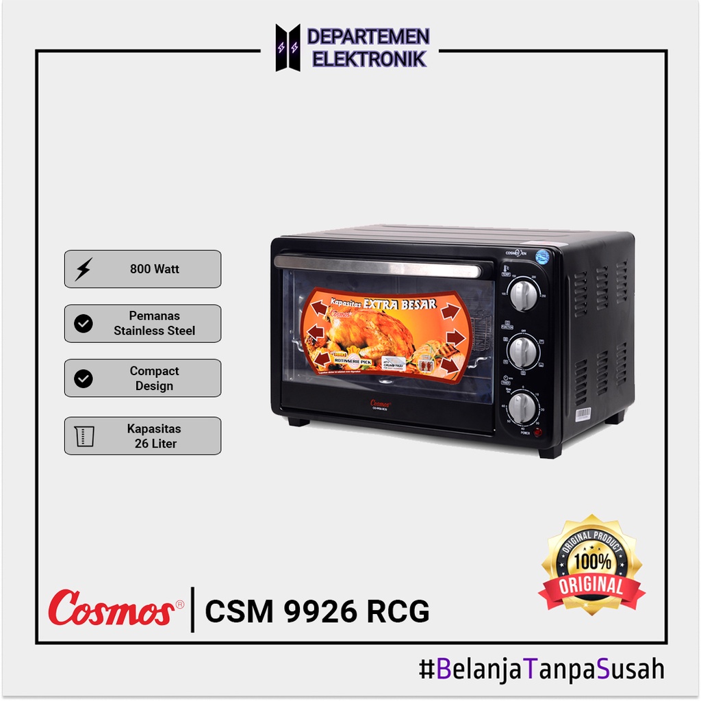 Cosmos CO 9926 RCG – BBQ Rotisserie Oven 26 Liter 800 Watt MURAH BANGET / GARANSI RESMI