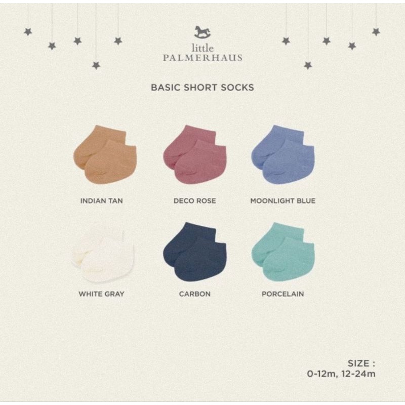 Little Palmerhaus Baby Basic Short Socks Antislip - Kaos Kaki Bayi