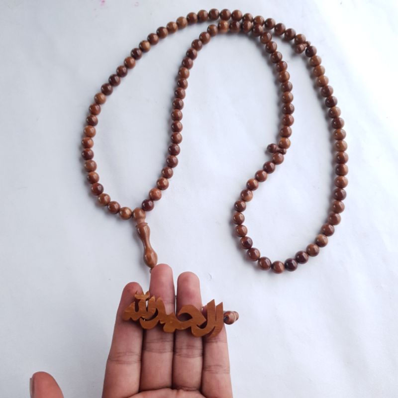 Tasbih kaukah motif bulat nama huruf timbul arab latin