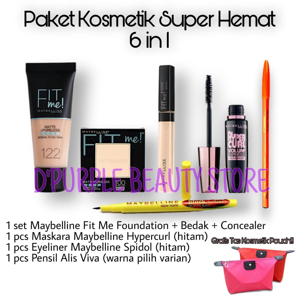 Paket Makeup Maybellin Super Murah 6 In 1 - Paket Kosmetik Maybelline Fit Me Super Murah 6 In 1