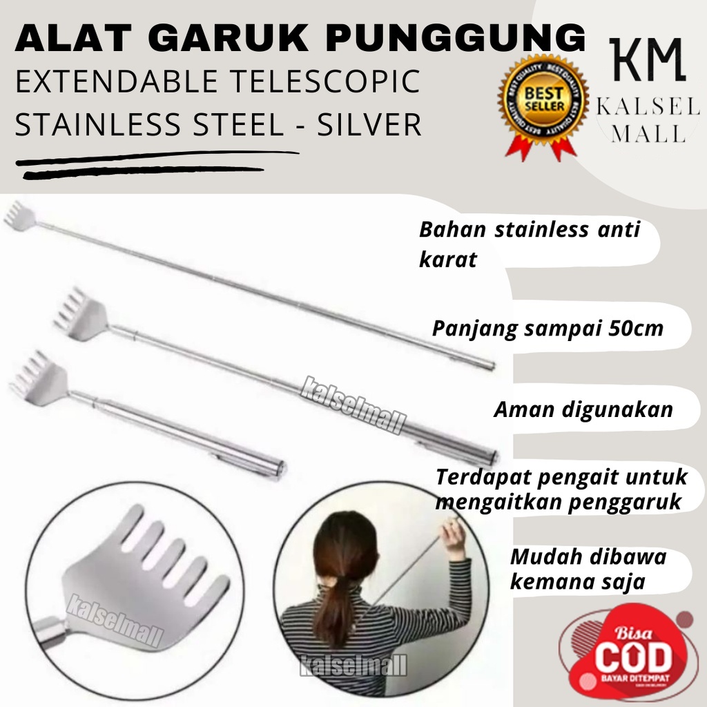 Penggaruk Punggung Portable Dan Alat Pijat Terapi / Garukan Punggung / Alat Penggaruk Badan / Pengaruk Pungung Gatal / Pengaruk Punggung Stainless Steel / Alat Garuk Mandi Kepala ART17