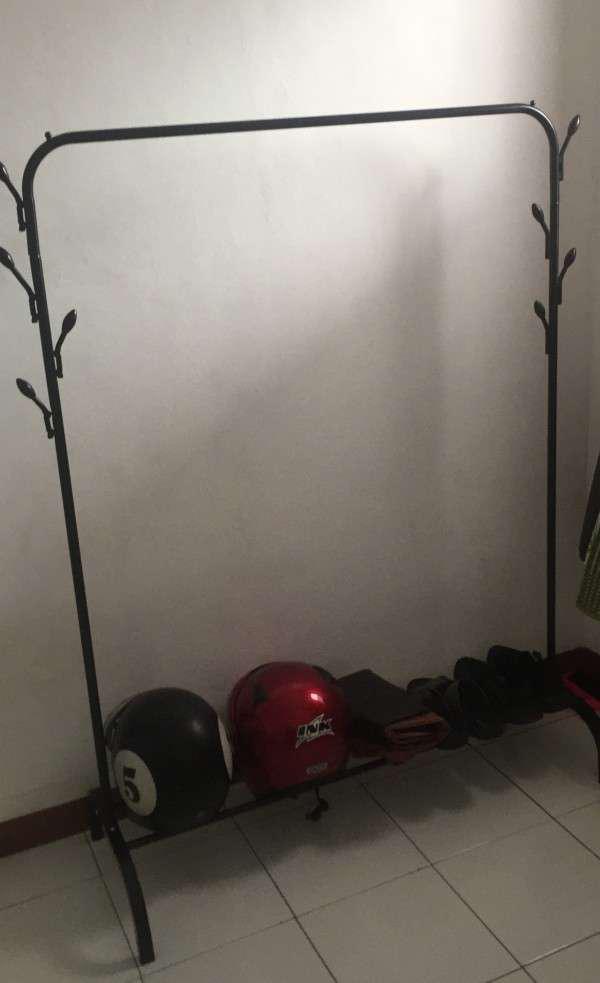 Windproof Clothes Stand Hanger Gantungan Baju Single - Dengan Gantungan Topi Qj 426
