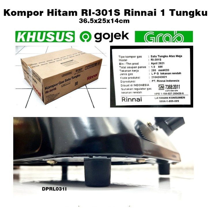 Kompor Hitam RI-301S Rinnai 1 Tungku