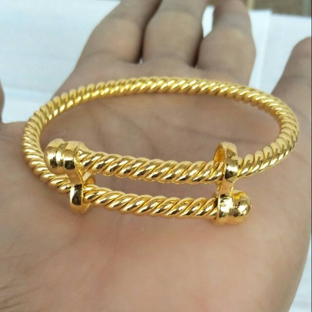 Perhiasan Gelang Lilit Tinju Jumbo Lapis Emas 24K