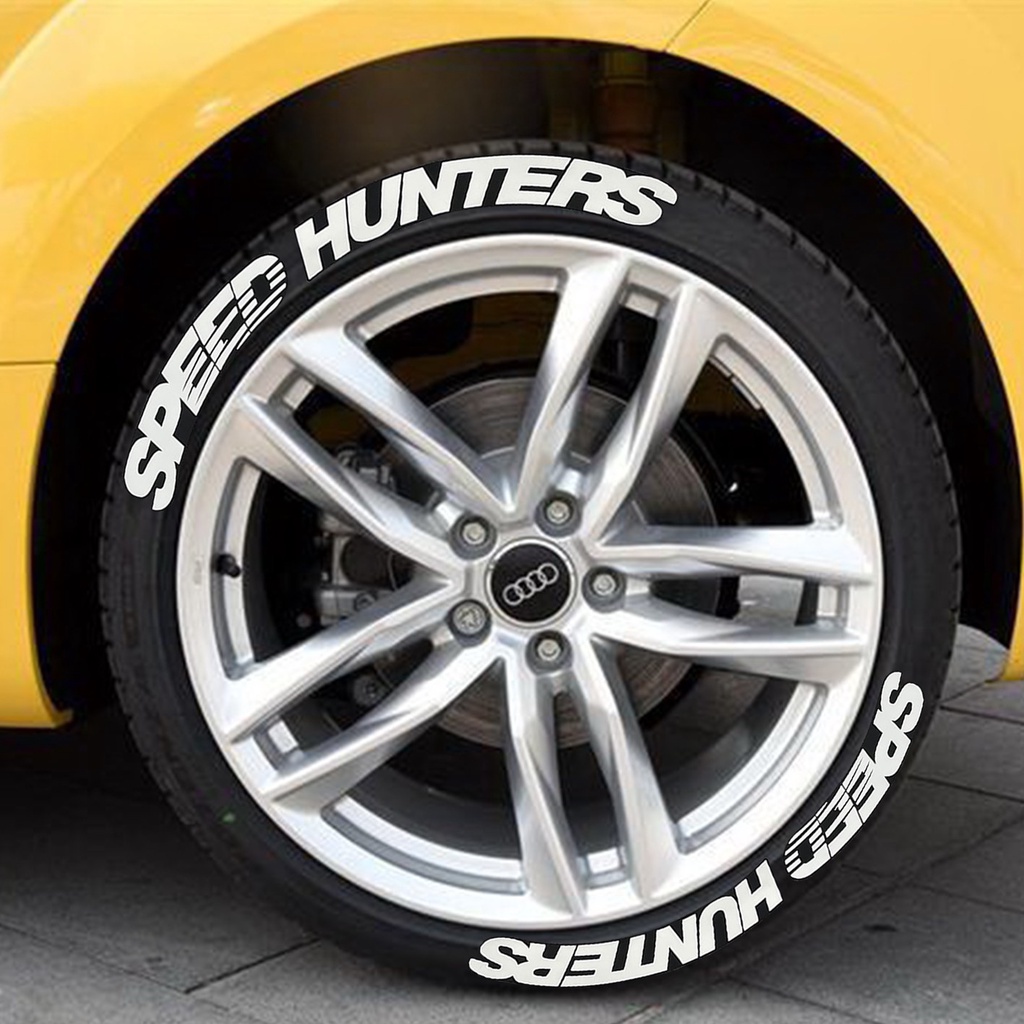 1 Set SPEED HUNTERS Tire Letter Sticker Car Motorcycle Tire Modified Personalized Fashion Hot Can Decorate 1 Wheel