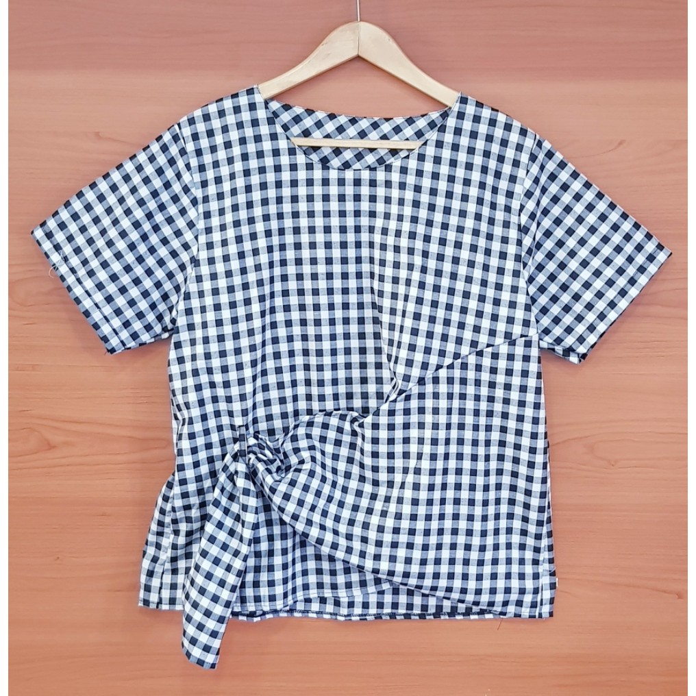 Binx Fashion Atasan Blus Jumbo / Blouse Jumbo / Atasan Wanita Jumbo 04-Kotak Hitam Putih