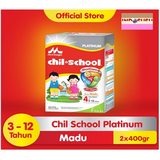 

Morinaga CHIL SCHOOL PLATINUM 4 Cokelat/Vanilla/Madu 800gr CHILSCHOOL