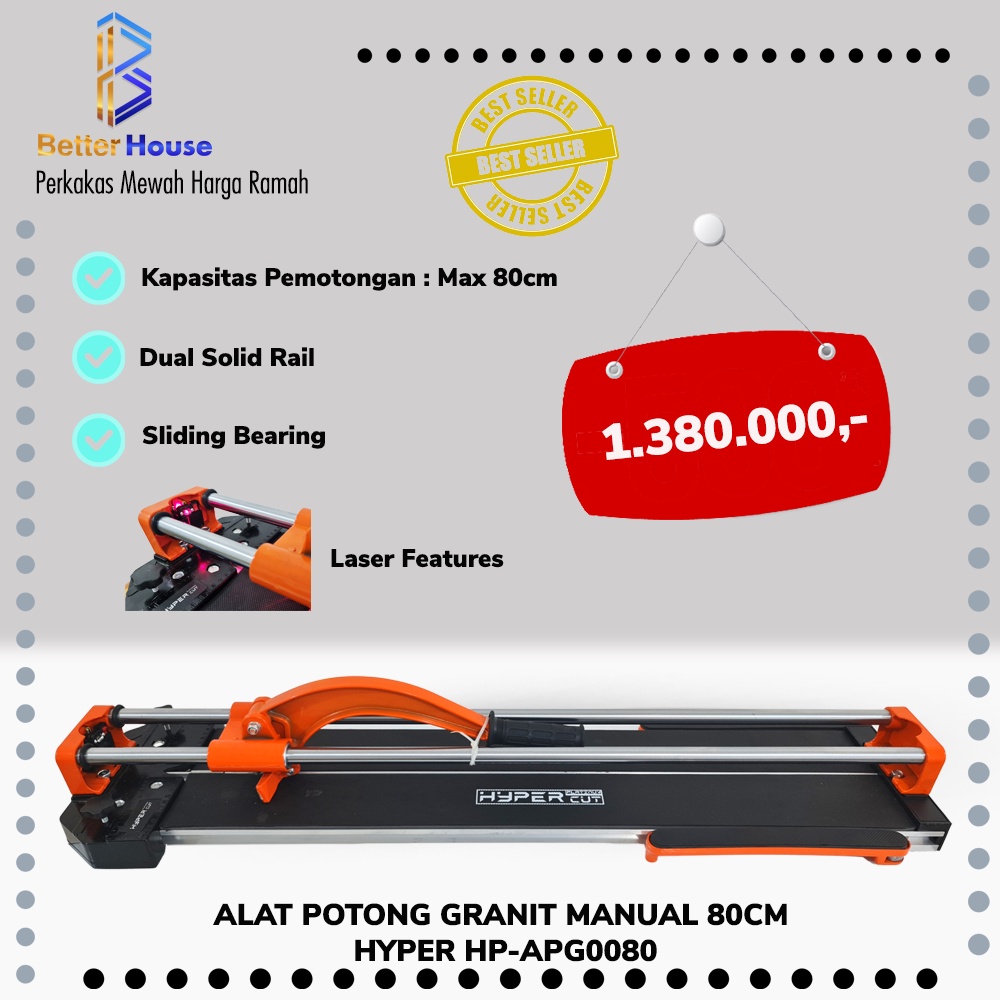 Alat Potong Granit Alat potong Keramik Manual 80cm HYPER HP-APG0080