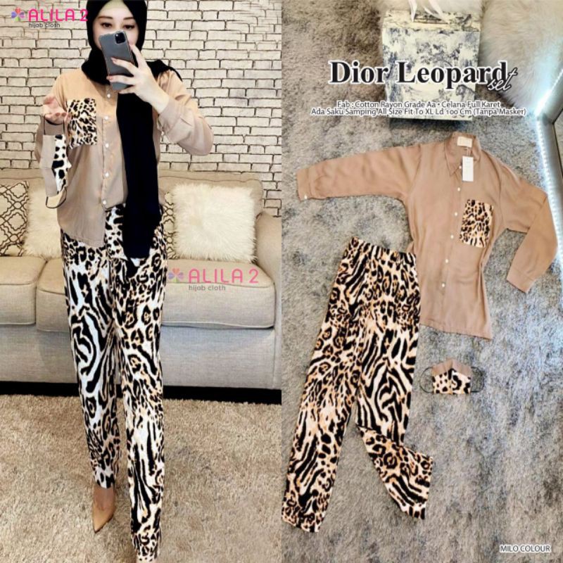 Leopard baju setelan wanita