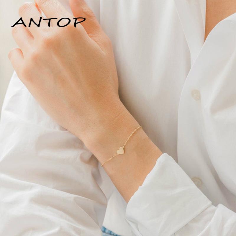 Gelang Bentuk Hati Lapis Emas Bahan Alloy Untuk Wanita