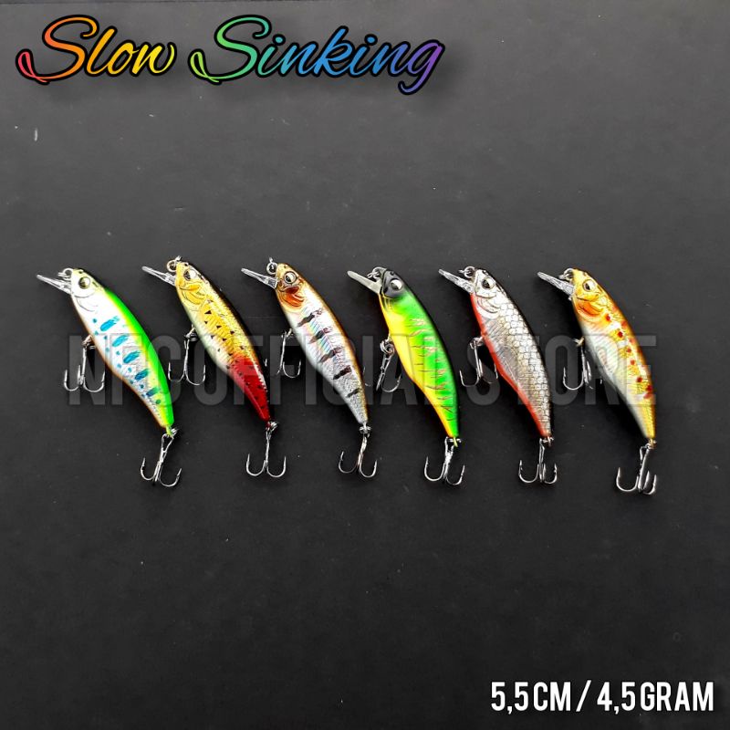 Lure Minnow Slow Sinking 5,5cm / 4,5gram Megabass Great Hunting Replika Action &amp; warna KILLER