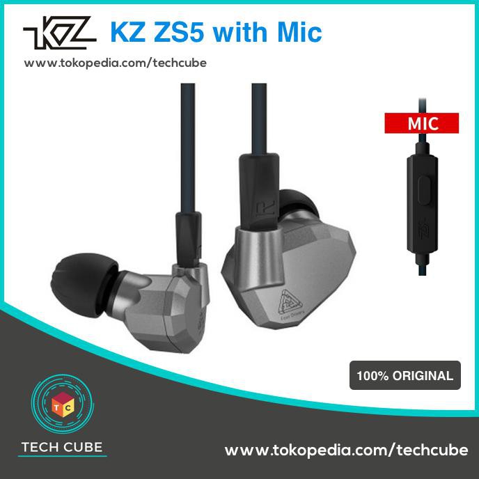 KZ ZS5 WITH MIC HYBRID 2DD 2BA HI-FI EARPHONES ALT KZ ZS10 KZ ZS6