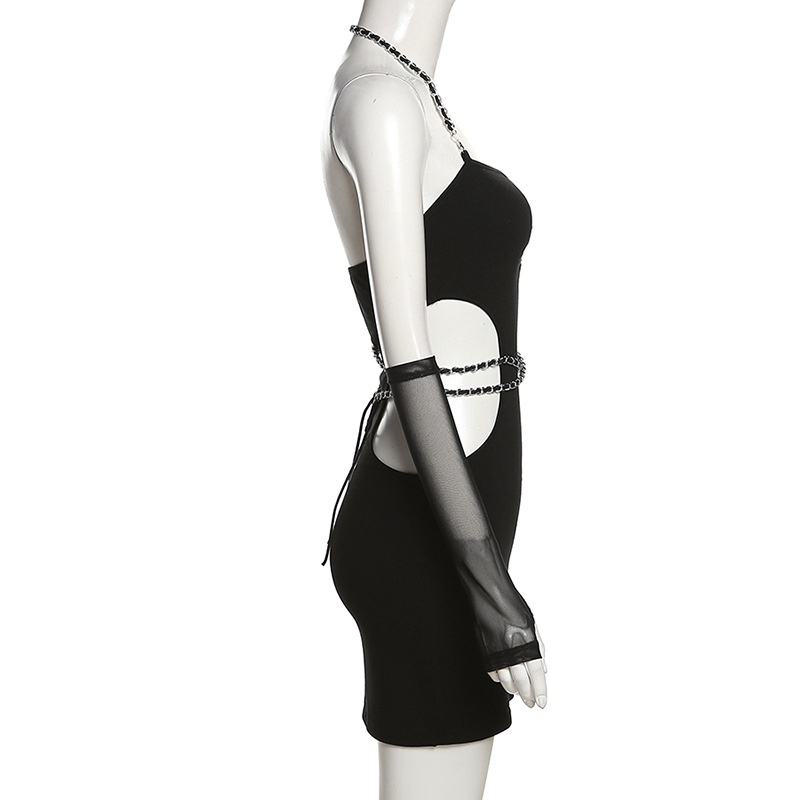 【AMY J】Sexy Backless Strap Elastic Senior Mini Dress 7037