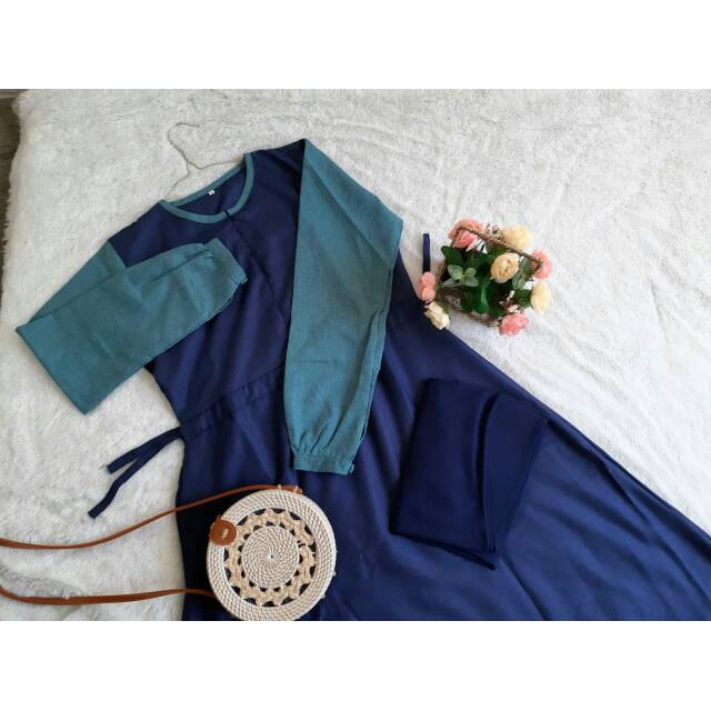 Gamis katun madina kombinasi