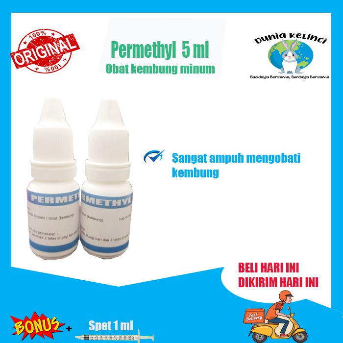 PERMETHYL 5% 5 ML - OBAT ANTI BlOAT KEMBUNG KELINCI SAPI KAMBING MARMUT HAMSTER HEWAN