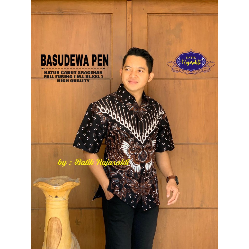 BASUDEWA BAJU kemeja batik pria lengan panjang terbaru ORIGINAL  PENDEK modern PREMIUM