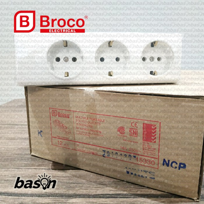 BROCO 15330 NCP 16A 250V SNI - Stop Kontak 3 Lubang tanpa kabel