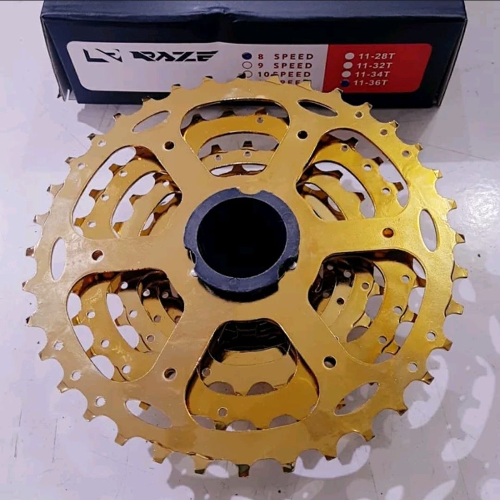 TERMURAH!!! Sprocket Sepeda 8 Speed 11-36 T Cassete / RAZE Gold / Realpict