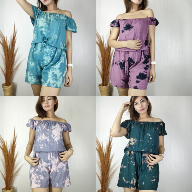 Jumpsuit Wanita Pendek Sabrina Rayon Tie Dye Bali