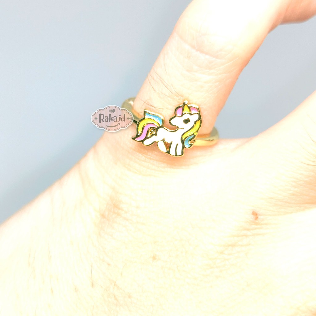 Cincin Anak Unicorn Pelangi Perhiasan Cantik Anak Lapis Emas 18k 703