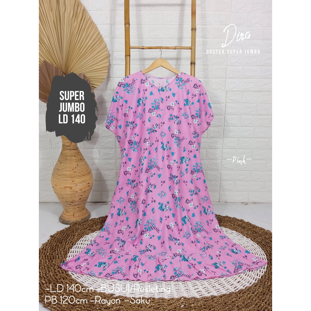 LD 140cm Daster Super Jumbo (42 Motif) (Part 2) dan  Daster Kaftan Viral LD 150cm Ruffle Big Size-Dira Pink