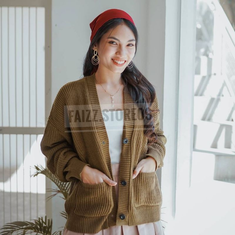 SHELA CARDIGAN RAJUT CROP BUTTON OVERSIZE PREMIUM STORE09 MURAH