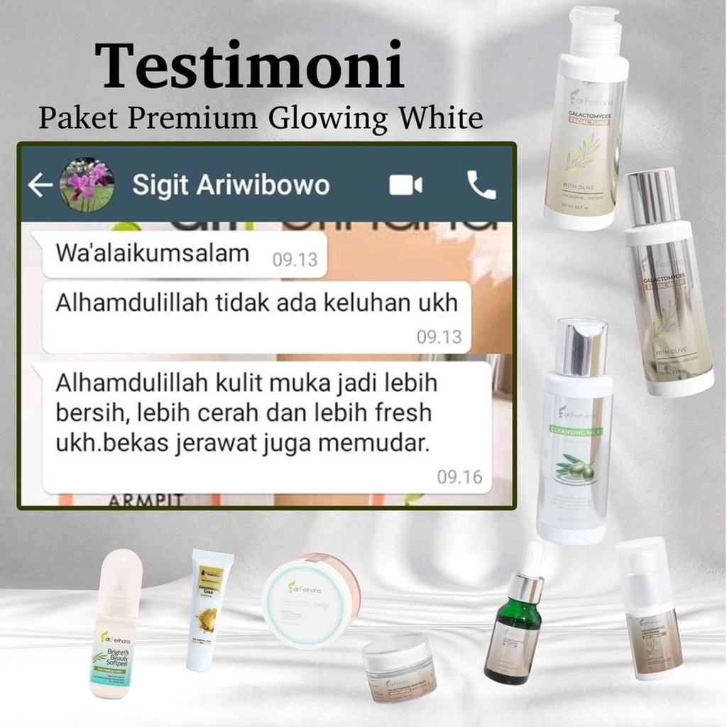 Paket Komplit Galactomyces Brightening &amp; Flex for Normal To Dry Skin dr. Ferihana Cosmetics &amp; Skincare Rangkaian Perawatan Wajah untuk Kulit Normal Kering Kombinasi untuk Mencerahkan Memudarkan Flek Anti Aging dan Keriput BPOM LPPOM HALAL MUI