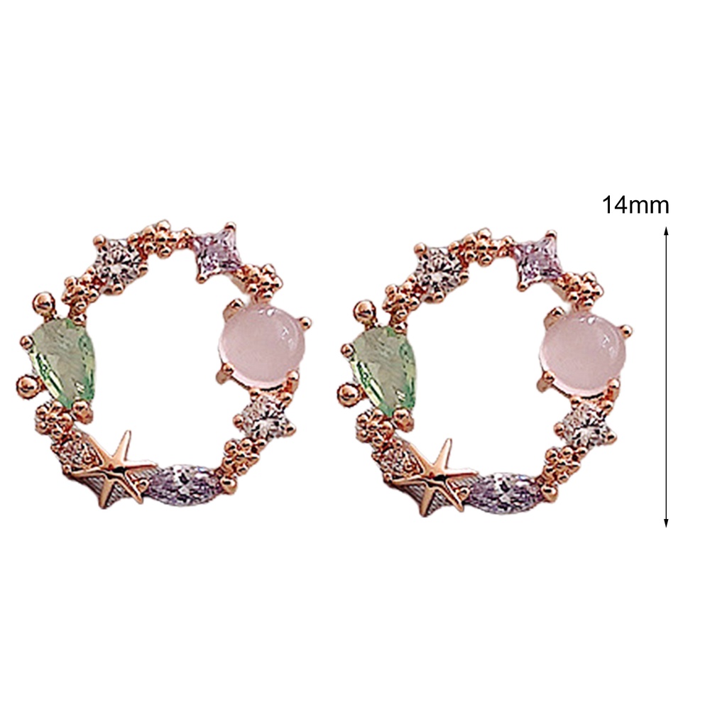 Hu Hu Hu Hu Hu Alat Bantu Pasang Kacamata♡ 2pcs Anting Stud Berlian Imitasi Warna-Warni Pink Hijau Untuk Dekorasi