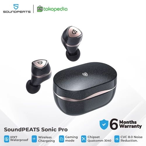 Soundpeats Sonic Pro Noise Reduction &amp; APTX Adaptive True Wireless Stereo - Garansi Resmi Soundpeast 6 Bulan