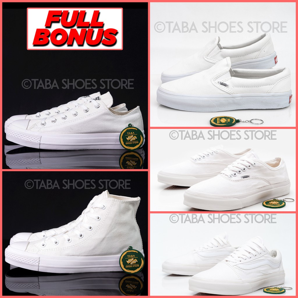 SEPATU PUTIH WANITA MURAH IMPORT POLOS  SNEAKERS PRIA FULL WHITE PREMIUM