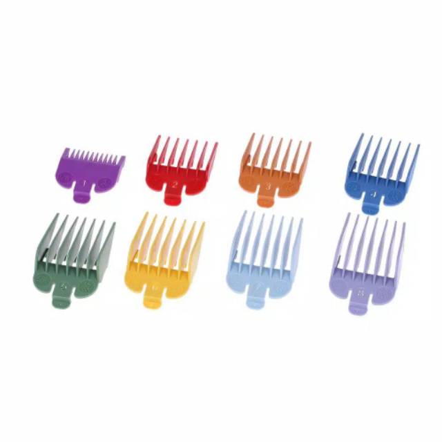 Sepatu warna warni (set 8 pcs warna warni) guard comb alas cliper potong rambut buat wahl supertaper