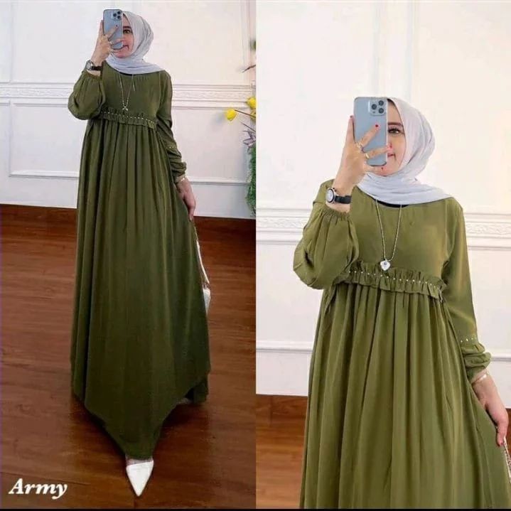 Promo AMEENA DRESS Wanita Simple Hits Kekinian Dress Sweater Elegan Bahan Ceruty Babydoll Baju Long 