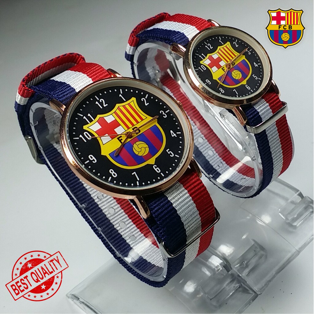 (LIMITED EDITION) JAM BARCELONA COUPLE TALI KANVAS (HITAM)