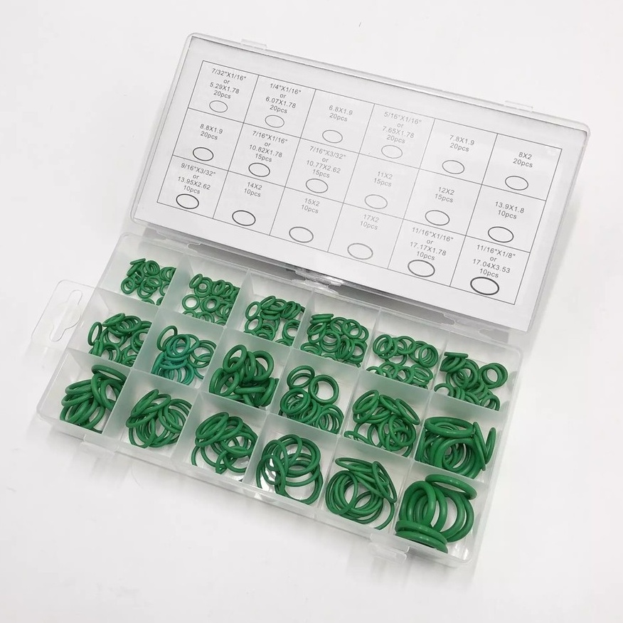 Isi 270PCS GREEN O-Ring Seal / Karet Rubber Oring Seal Tightening Assortment + box 18 ukuran 270 pcs