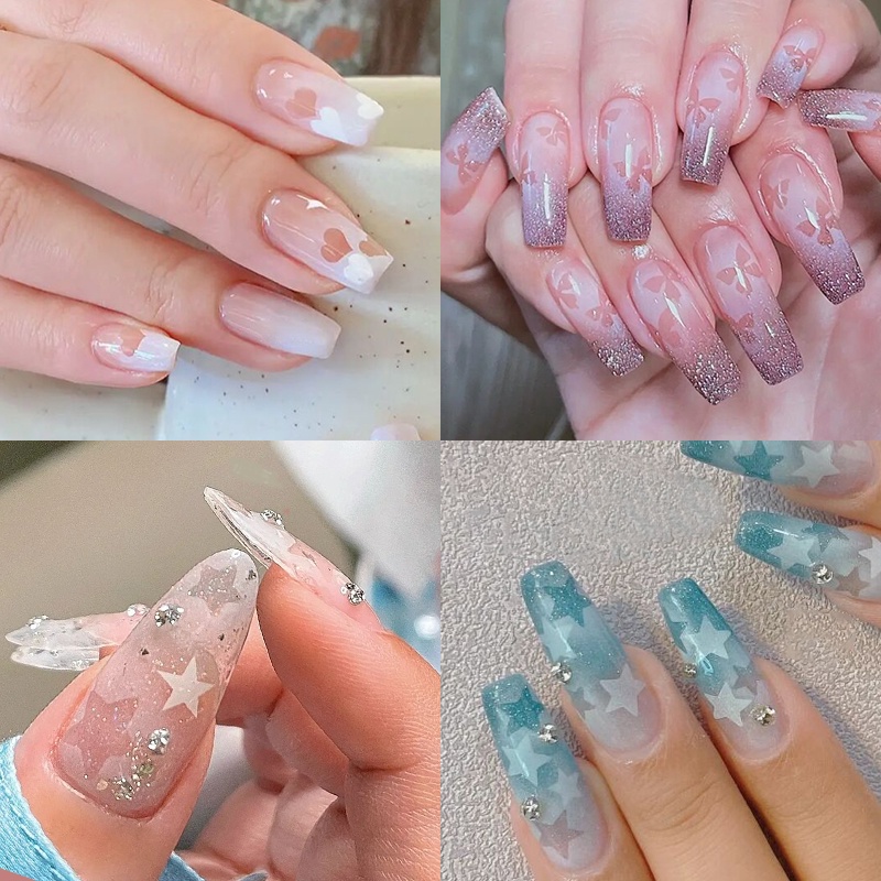 Stiker Kuku 3D Motif Kupu-Kupu Hati Model Hollow Untuk Dekorasi Nail Art