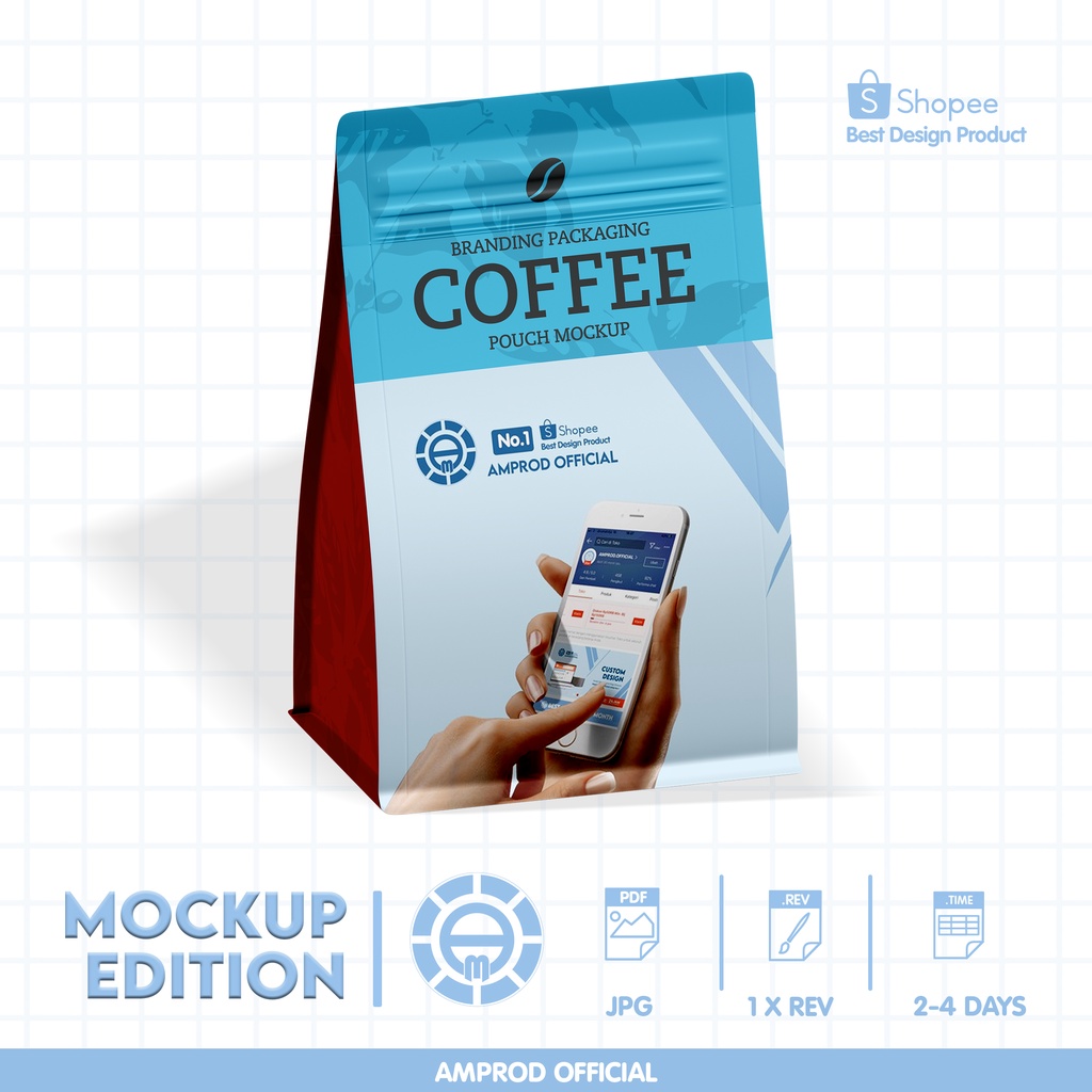 JASA DESAIN PRODUK MOCKUP  / DESAIN COFFEE POUCH / KEMASAN POUCH KOPI / MAKANAN  [ MOCKUP ONLY ]