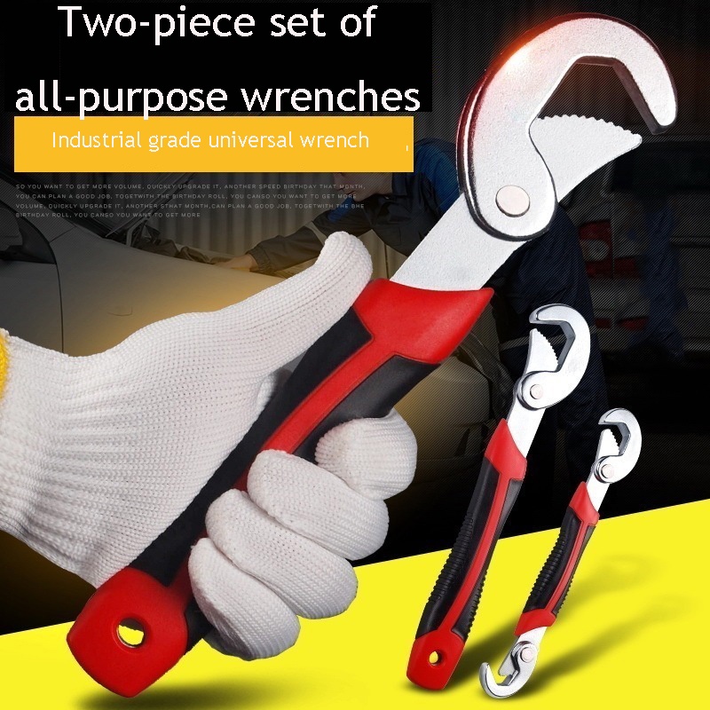 (Dalam stok, dikirim dari Jakarta)Car carry universal wrench tool set activity large opening wrench universal pipe wrench Bahasa Jerman multi-fungsi quick wrench live mouth 48 in 1 live mouth wrench perbaikan mobil rumah