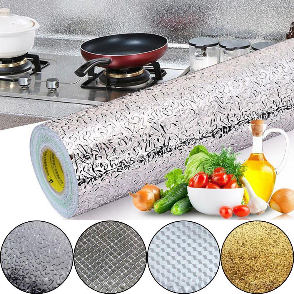 Solighter 100CM Stiker Dapur Furniture Tahan Air Minyak Alumunium Foil