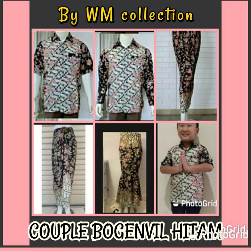 Wm>couple Bogenvil Hitam / Couple Keluarga / Couple Batik Langsung Dari Konveksi