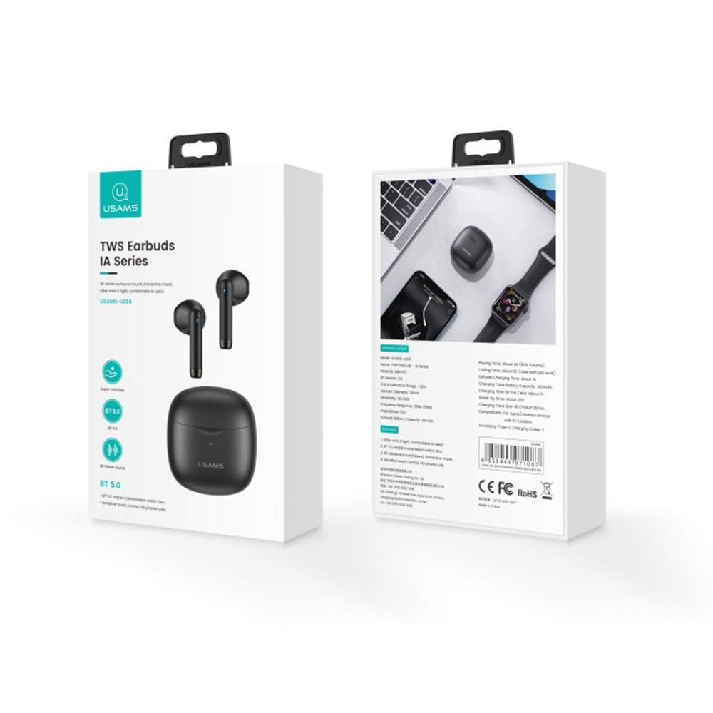USAMS IA04 Resmi Asli True Wireless Bluetooth Headset TWS  Ultra Mini Earbud Stereo Headset Warna Macaron