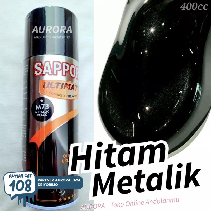 

Rumah Cat - SAPPORO ULTIMATE HITAM METALIK M73 METALLIS BLACK pilok pilox pylox cat semprot motor mobil sepeda | Rumah Cat Mobil dan Motol
