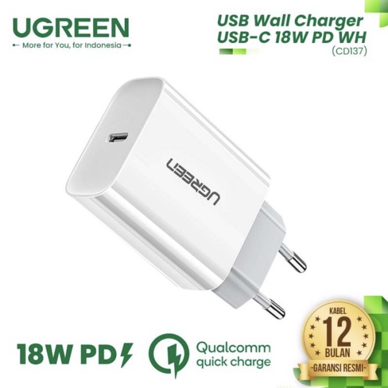 Ugreen PD 18W power delivery 18 Watt - Charger Xiaomi / Samsung / iPhone 7 8 X 11 12