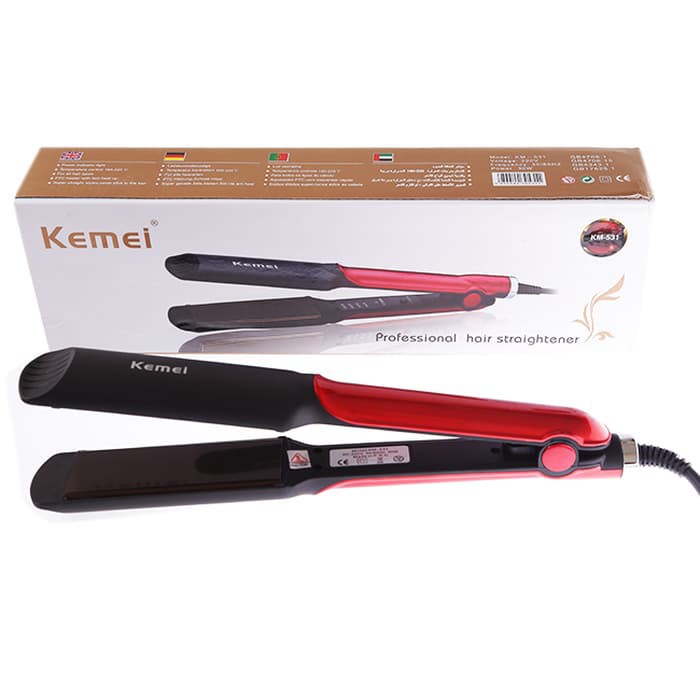 Catokan Rambut Kemei KM 531+ FREE 3 PC PENSIL ALIS  Electric Hair Straightener Temperatur Suhu