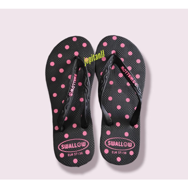 SANDAL JEPIT SWALLOW POLKADOT BLACK