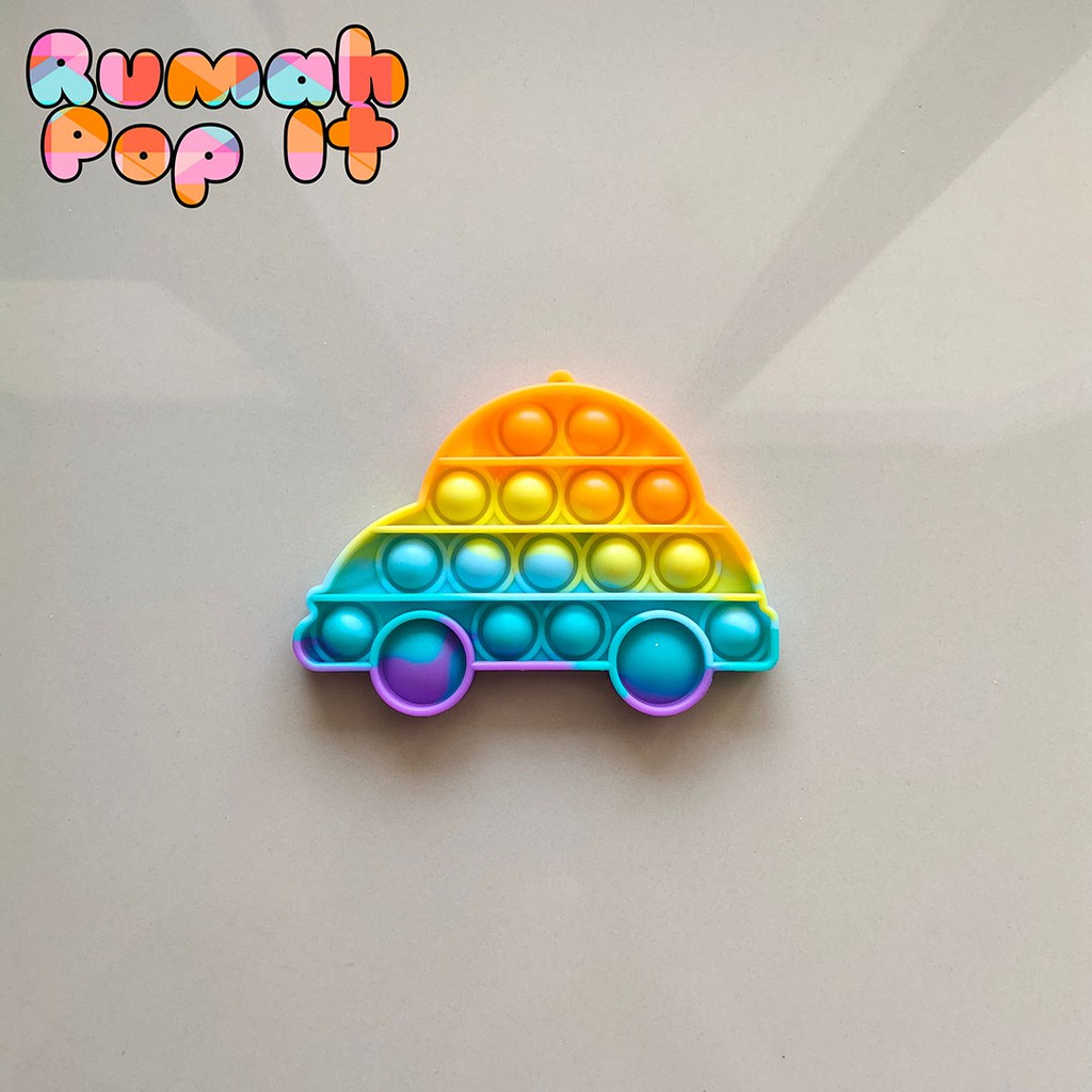 [MINI] Pop It Fidget Toys MINI MOBIL RAINBOW / Fidget Pop It Squishy / Mainan Pop It