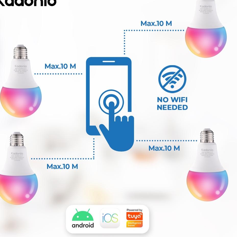 Terlaris.. Kadonio Lampu bohlam LED BLUETOOTH 10W Smart Led Bulb Rgb Smart Home Bohlam Pintar Tuya l
