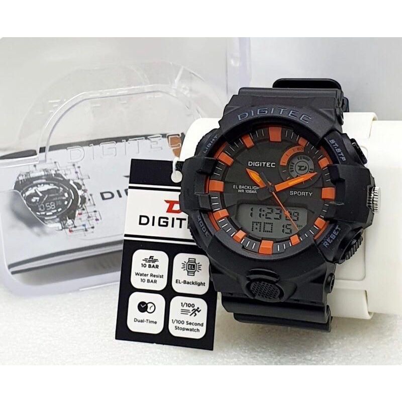 JAM TANGAN PRIA DIGITEC 2132 DA 2132 DG 2132 HITAM OREN ORIGINAL