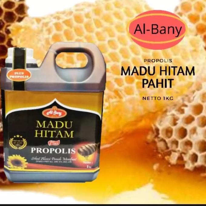 

Madu Hitam Pahit Plus Propolis 1Kg / 1 Kg / 1000Gram Al Bany Asli Murn