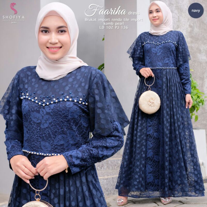 JAHWARA &amp; FAARIHA Maxi Dress Brokat Ori by Shofiya