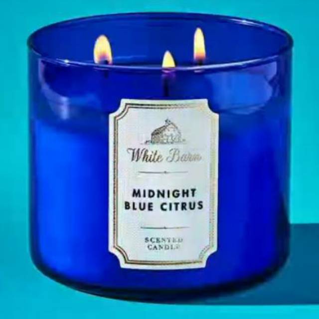 BBW MIDNIGHT BLUE CITRUS 3-WICK SCENTED CANDLE 411 G BATH &amp; BODY WORKS LILIN WANGI 3 SUMBU UKURAN BESAR PENGHARUM RUANGAN